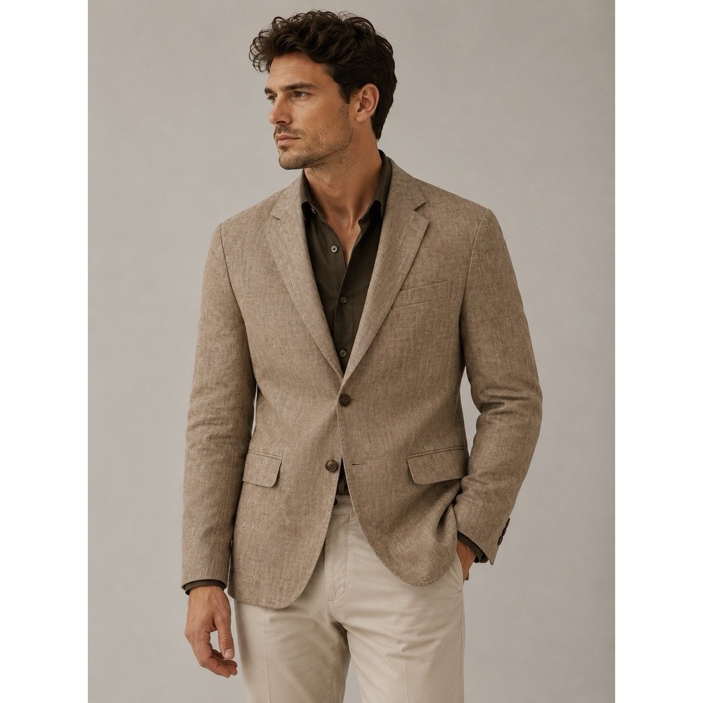 Sean John Men's 100% Linen Sport Coat Blazer Tan Beige XXL Classic NEW